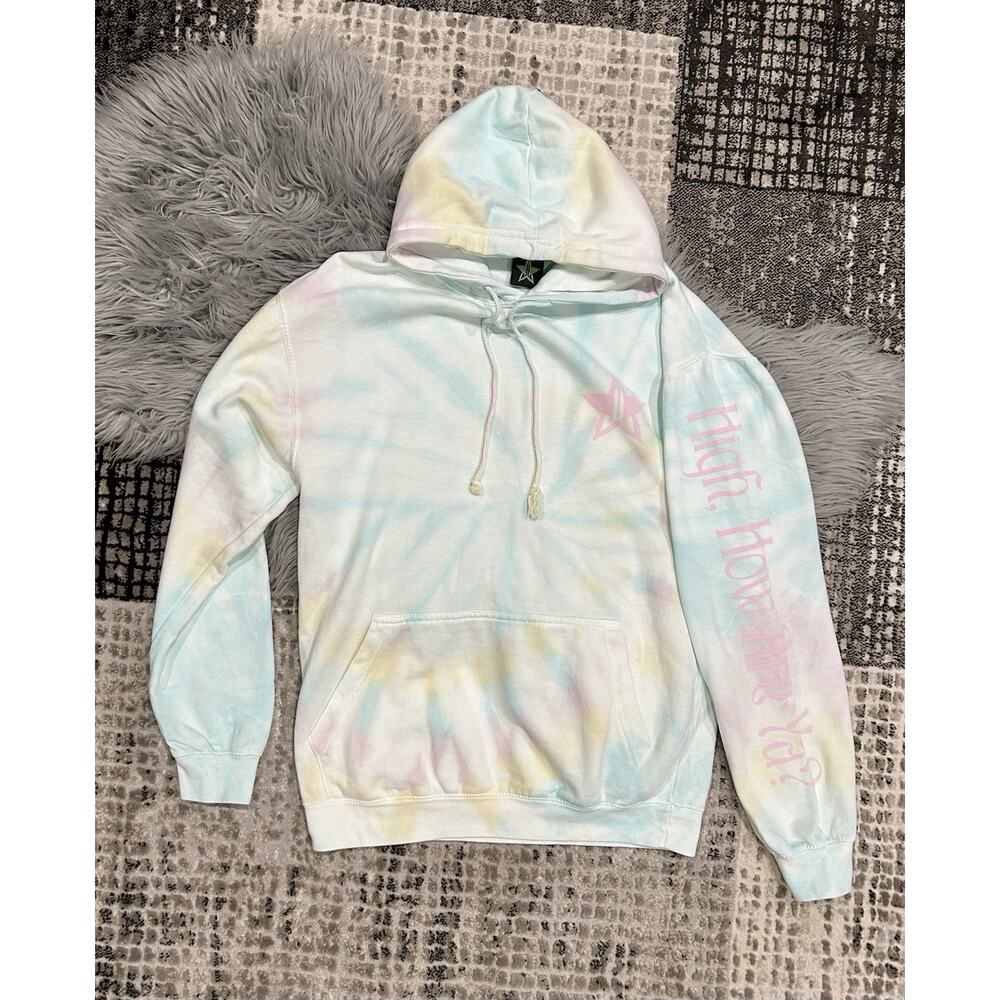 Jeffree Star RARE Cotton Candy Tie Dye Hoodie “High, How Are Ya?” Size Medium